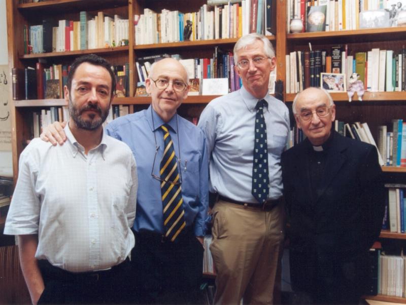 Reunió del comitè editorial de les AVOMO (Barcelona, maig de 2000), amb Juan Antonio Paniagua, Michael R. McVaugh i Jon Arrizabalaga.